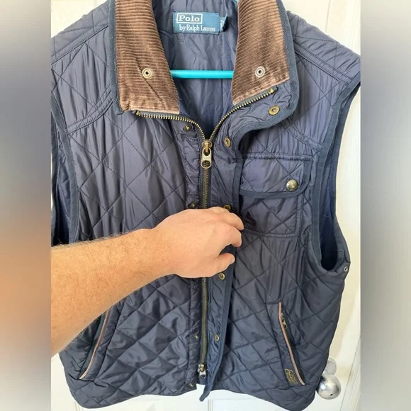 Vintage Polo Ralph Lauren The Beaton Quilted Vest Size Medium Navy Blue - Picture 6 of 16